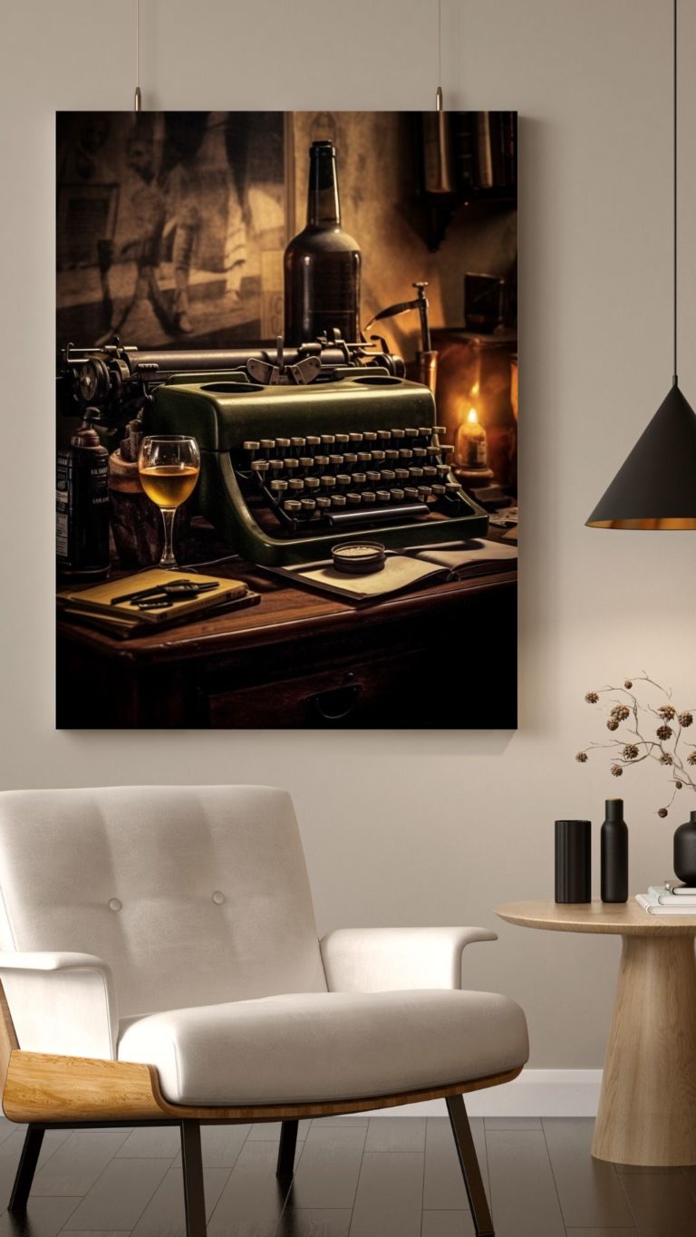 Alte Schreibmaschine im Retro-Stile als Wandbild