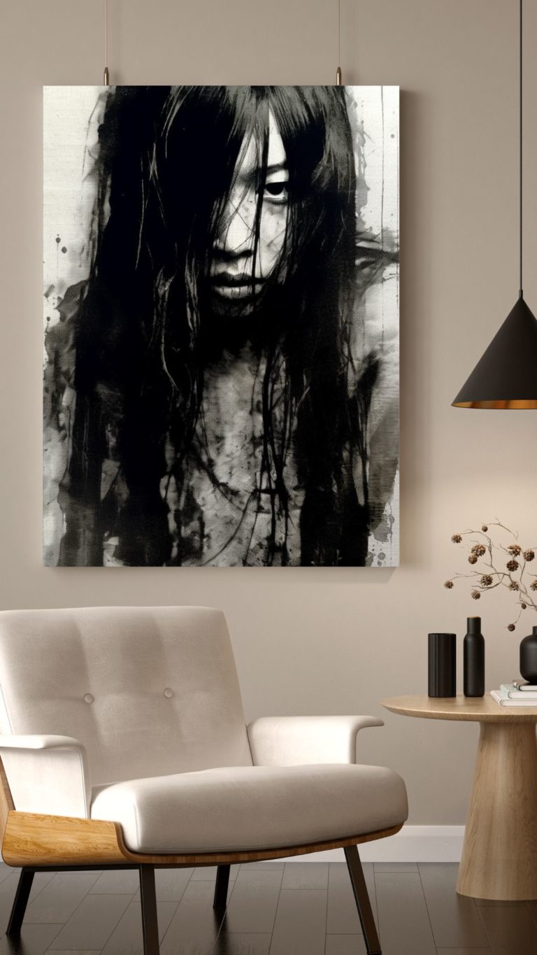 Japanisches Mädchen wie aus einen Horrorfilm als Wandbild