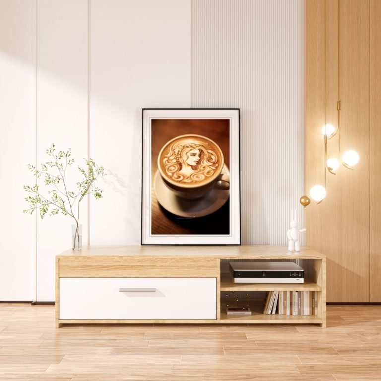 Kaffee Kunst Cappuccino als Wandbild für Wohnbereich