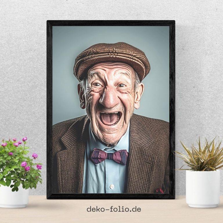 Lachen eines alten Mannes als Wandbild für Wohnzimmer