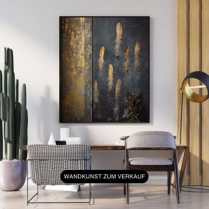Vogelfedern Blattgold-Verzierung als Wandbild für Wartezimmer