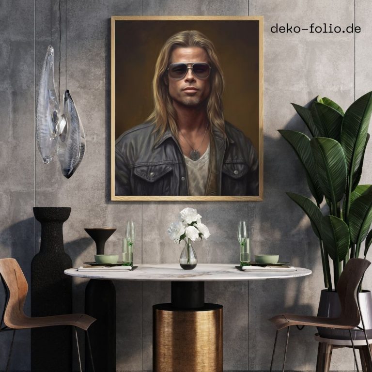 Brad Pitt als Metalhead als Wandbild für Esszimmer